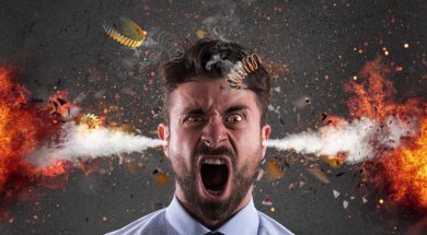 Head explosion of a businessman. concept of stress due to overwork
